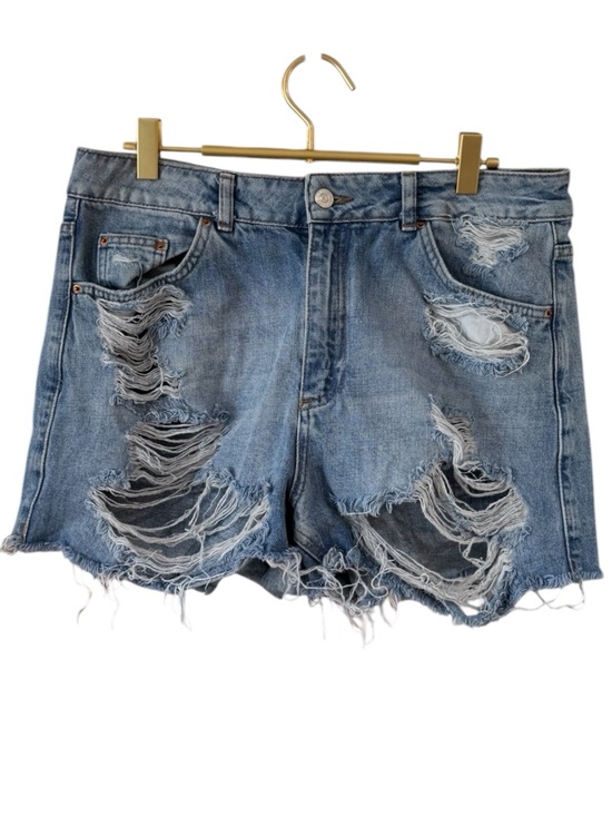 Topshop Pants - Topshop Moto Mom Blue Distressed Denim‎ Cutoff Shorts